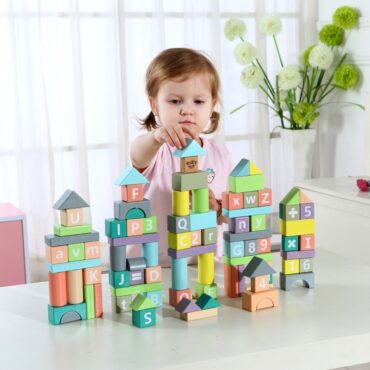 Tooky toy конструктор в пастелни цветове от 90 части-bellamiestore