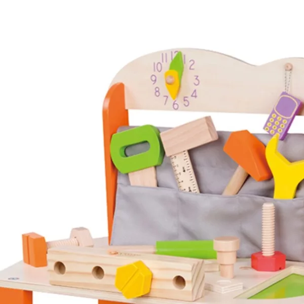 Дървена работилница с инструменти детски комплект с чук трион и ключ от дърво 3+