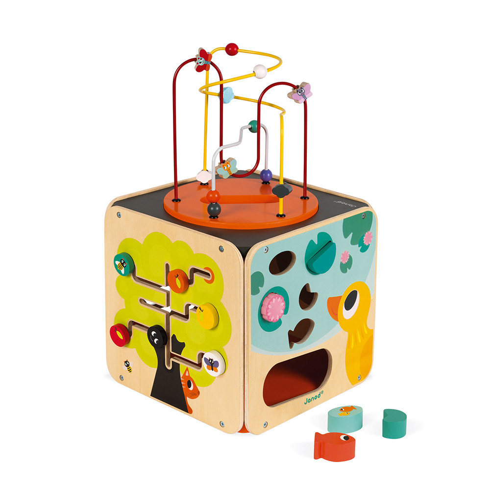 Дървен дидактически куб с игри от Janod-bellamiestore