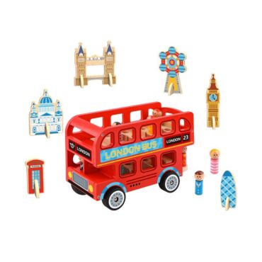 Дървена играчка Лондонски автобус от Tooky toy-bellamiestore