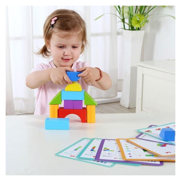 Дървена играчка с геометрични блокчета от Tooky Toy-bellamiestore