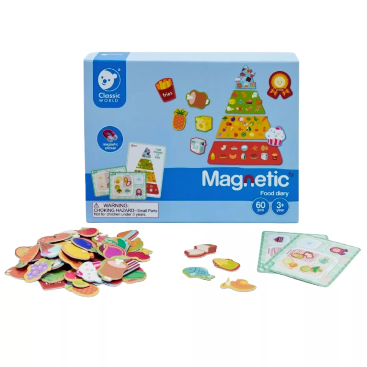 Магнитна образователна игра хранителни продукти цветни магнити и карти за деца 3+