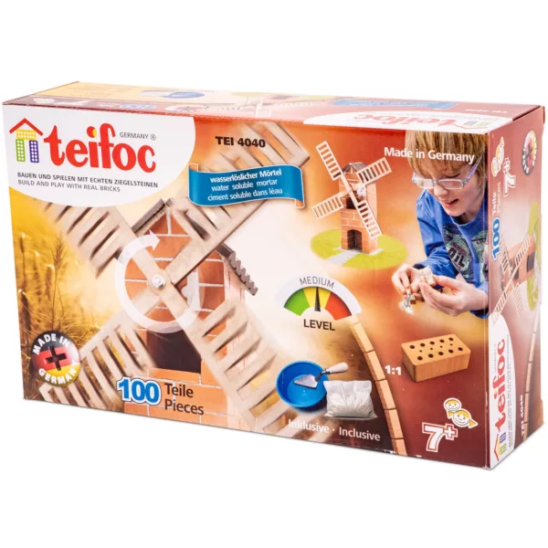 Конструктор с тухли Вятърна мелница 100 части Teifoc комплект с инструменти 7+