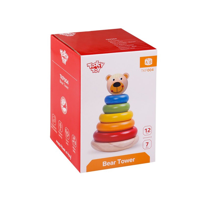 Tooky toy дървена цветна пирамидка Мече-bellamiestore
