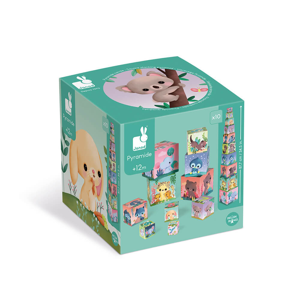 Цветни картонени кубчета - Сладките животни от Janod-bellamiestore