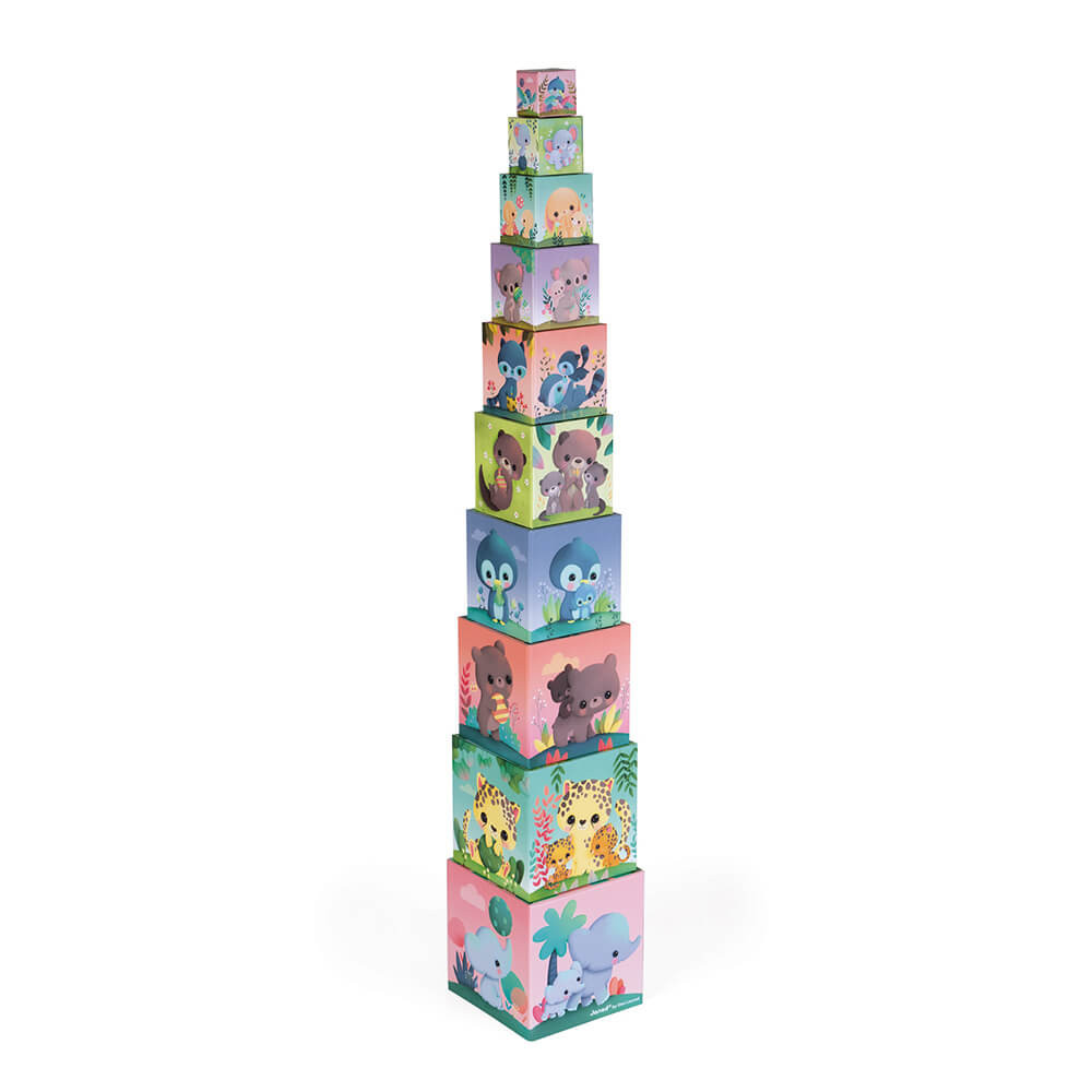 Цветни картонени кубчета - Сладките животни от Janod-bellamiestore