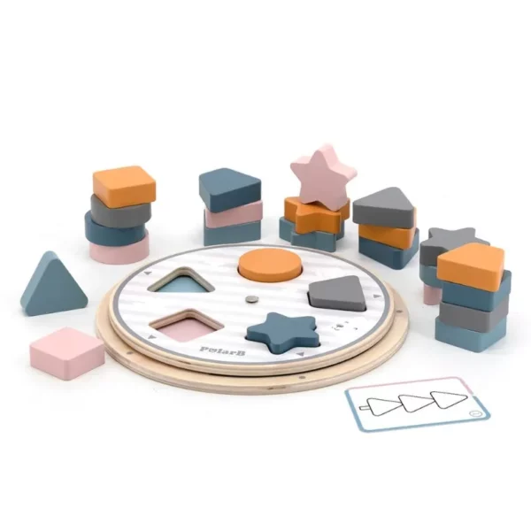 Дървен пъзел за деца с цветове и форми Polar B - готови за игра и учене