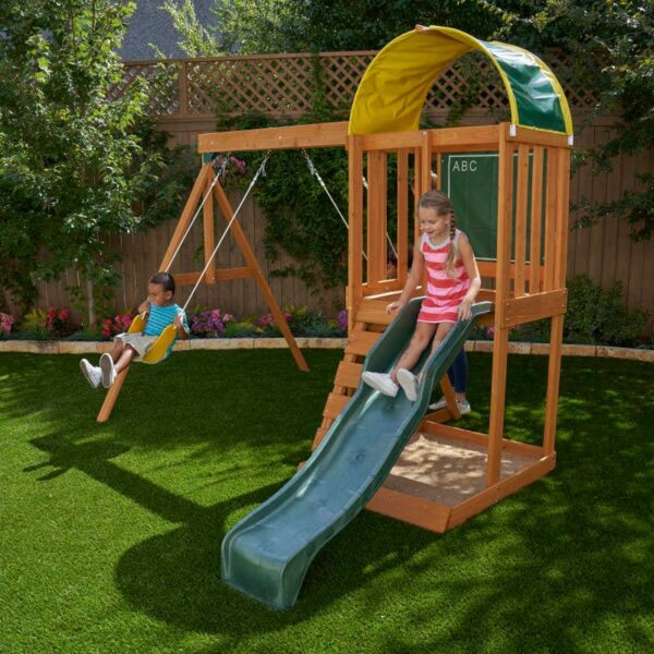 Комплект за игра на открито с люлки и пързалка от KidKraft-bellamiestore