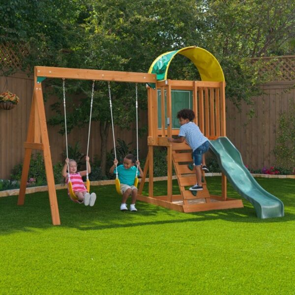 Комплект за игра на открито с люлки и пързалка от KidKraft-bellamiestore