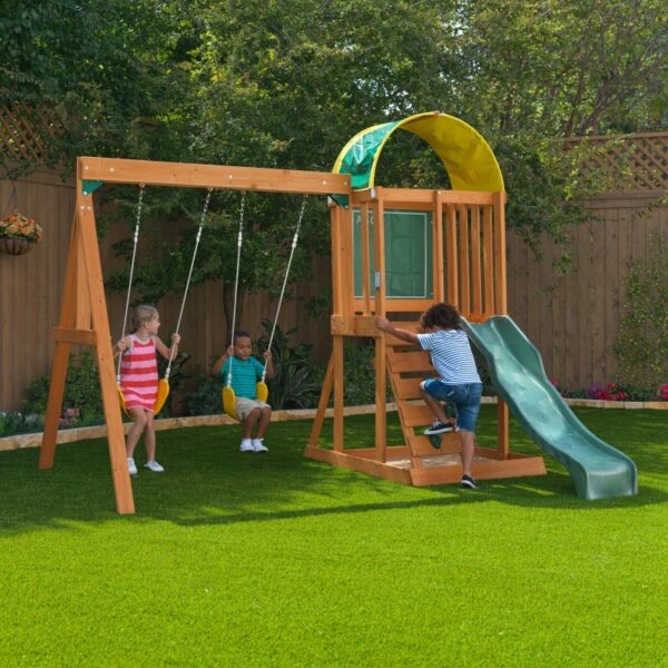 Комплект за игра на открито с люлки и пързалка от KidKraft-bellamiestore