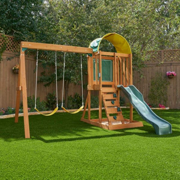 Комплект за игра на открито с люлки и пързалка от KidKraft-bellamiestore