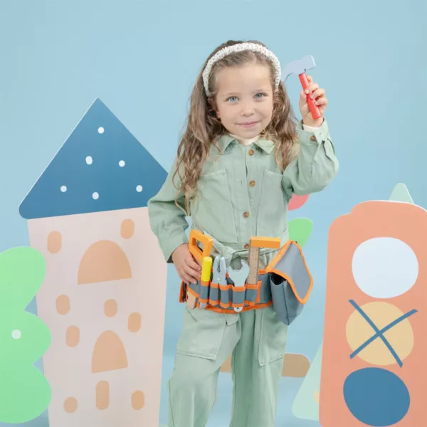 Детски колан с инструменти New Classic Toys с дървено чукче