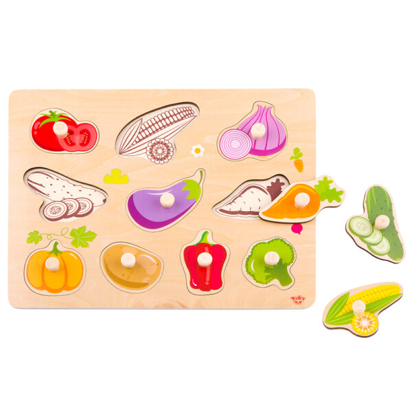 Дървен пъзел с дръжки Зеленчуци-bellamiestore