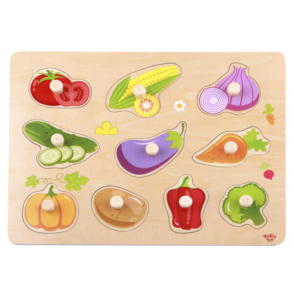 Дървен пъзел с дръжки Зеленчуци-bellamiestore