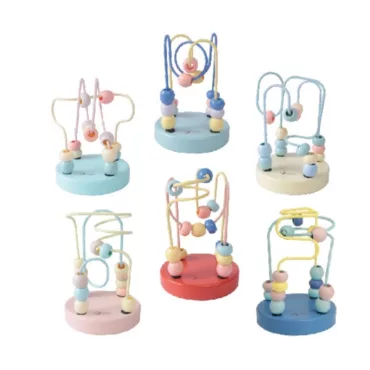 Дървен лабиринт с мъниста цветна моторна игра за бебе Classic World пастелни цветове 1+