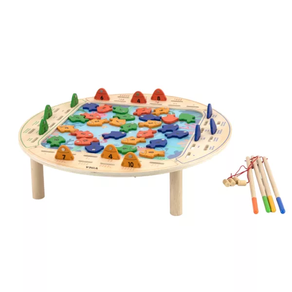 Дървена маса за игра риболов VIGA Toys комплект с въдички