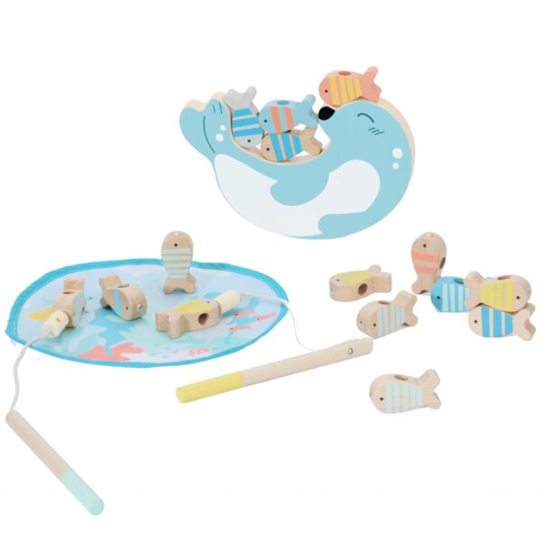 Classic world дървена образователна играчка за риболов и броене-bellamiestore