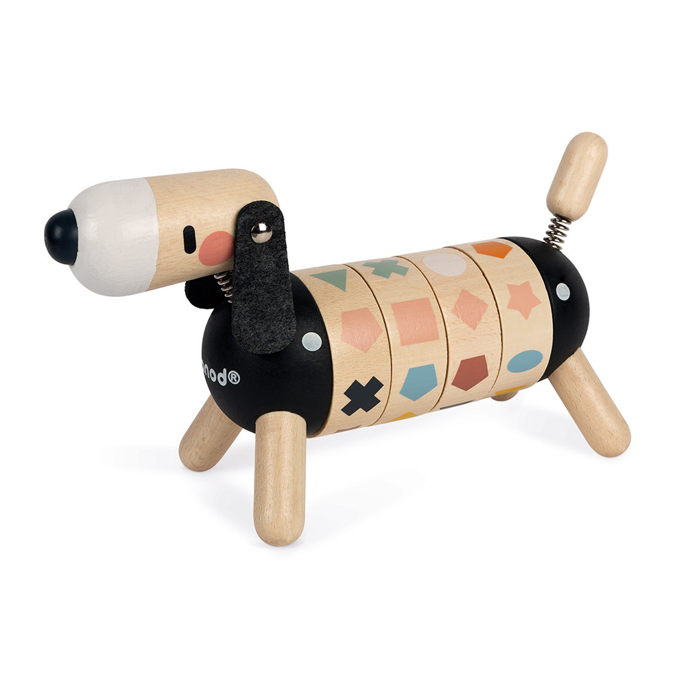 Дървена играчка - Кученце с цветове и форми-bellamiestore