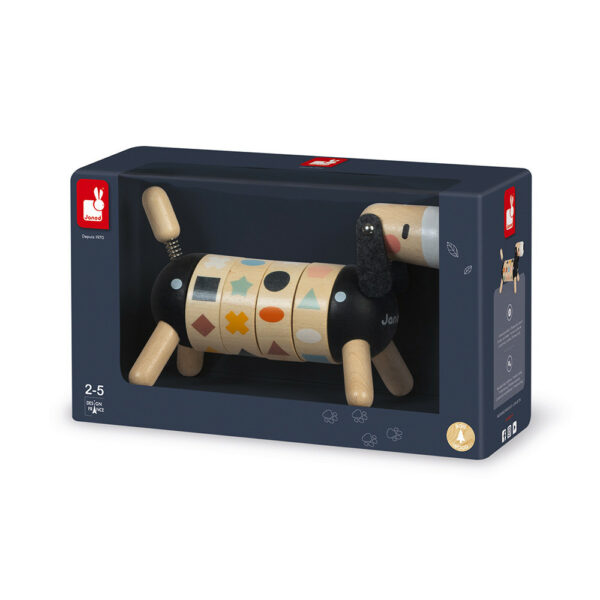 Дървена играчка - Кученце с цветове и форми-bellamiestore