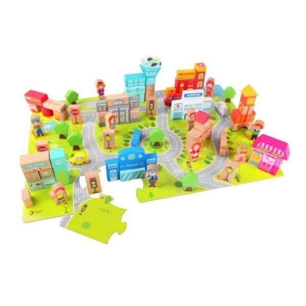 Детски дървен конструктор от 120 части - Градски център-bellamiestore