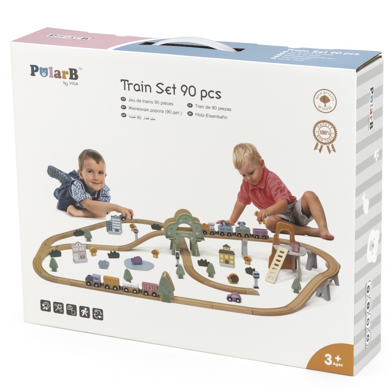 Polar B комплет за игра с релси и влакове от 90 части-bellamiestore