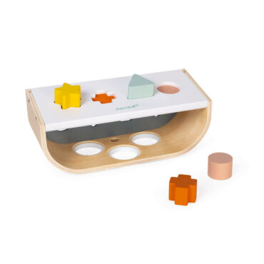 Janod дървена игра с чук и форми за сортиране-bellamiestore