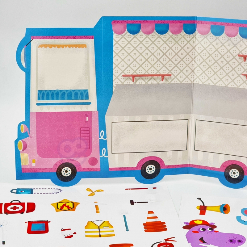 Забавна игра със стикери - Пожарна и Магазин за сладолед-bellamiestore