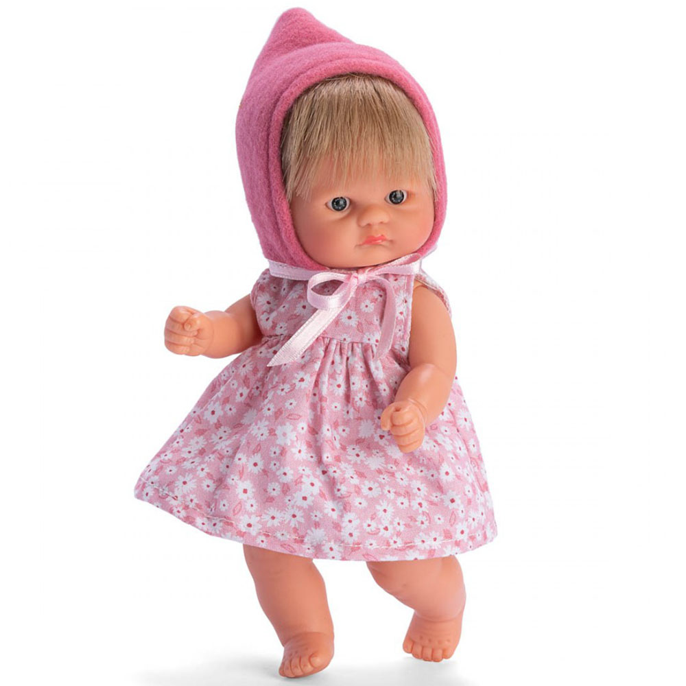 Бебе Чикита с розова шапка и рокля на цветя-bellamiestore