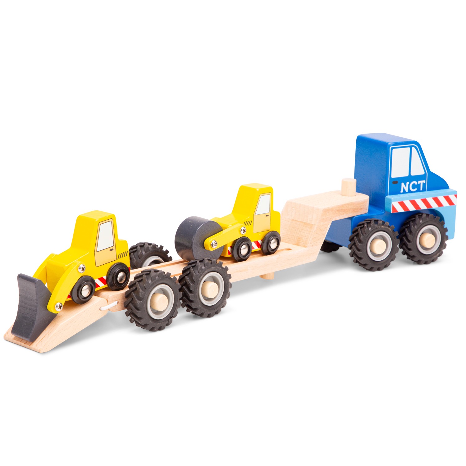 Дървен автовоз със строителни машини от New classic toys-bellamiestore