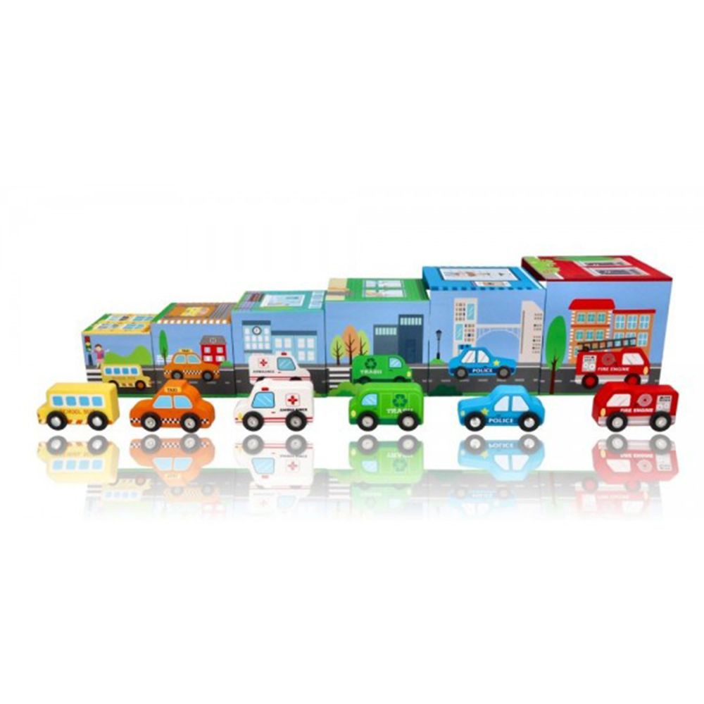 Картонени кубчета с картинки и превозни средства-bellamiestore