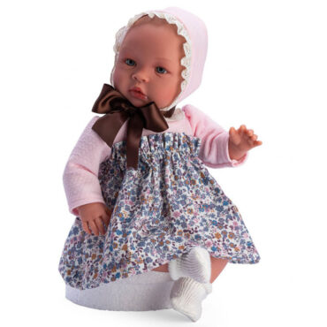 Кукла - Бебе Лея с рокля на сини цветя-bellamiestore
