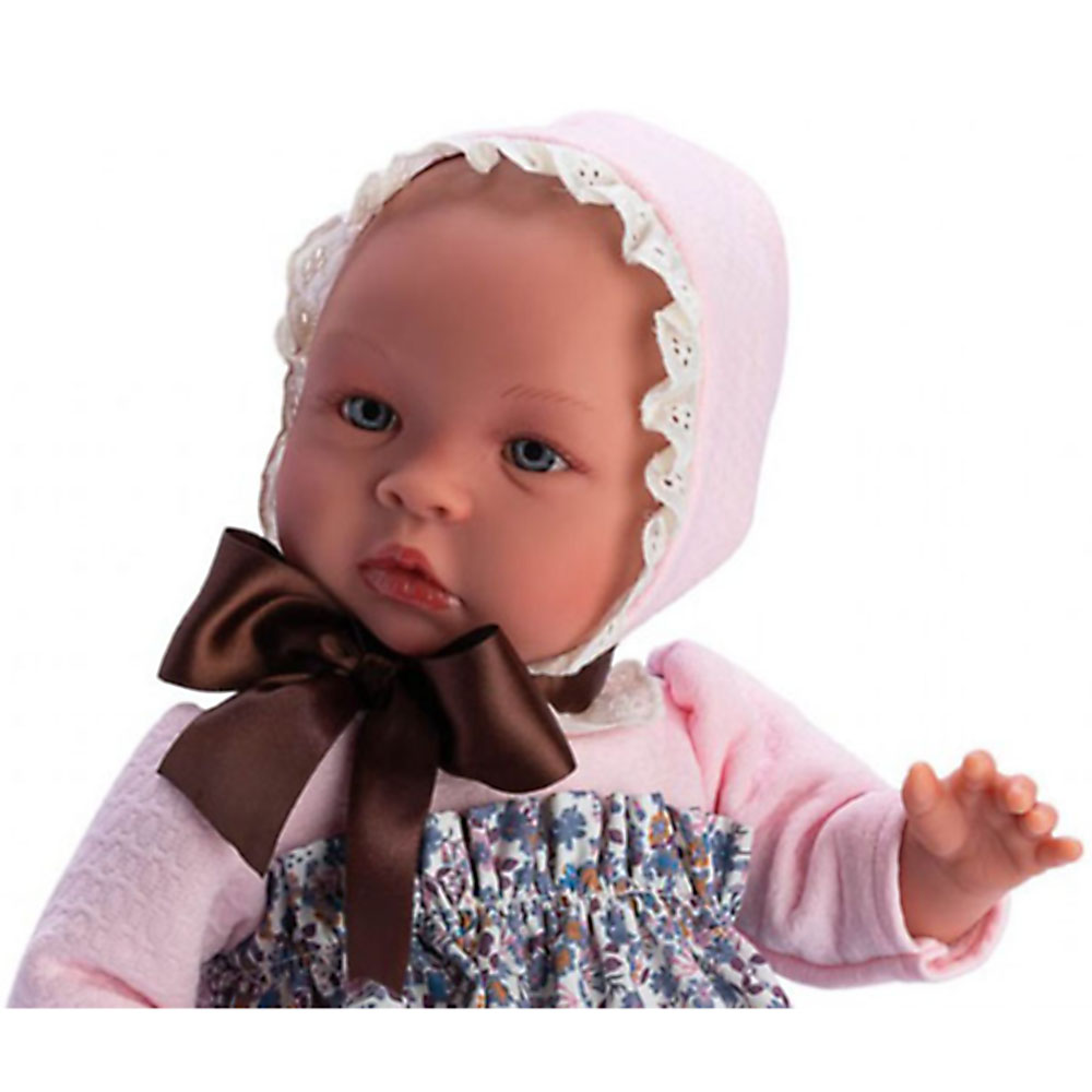 Кукла - Бебе Лея с рокля на сини цветя-bellamiestore