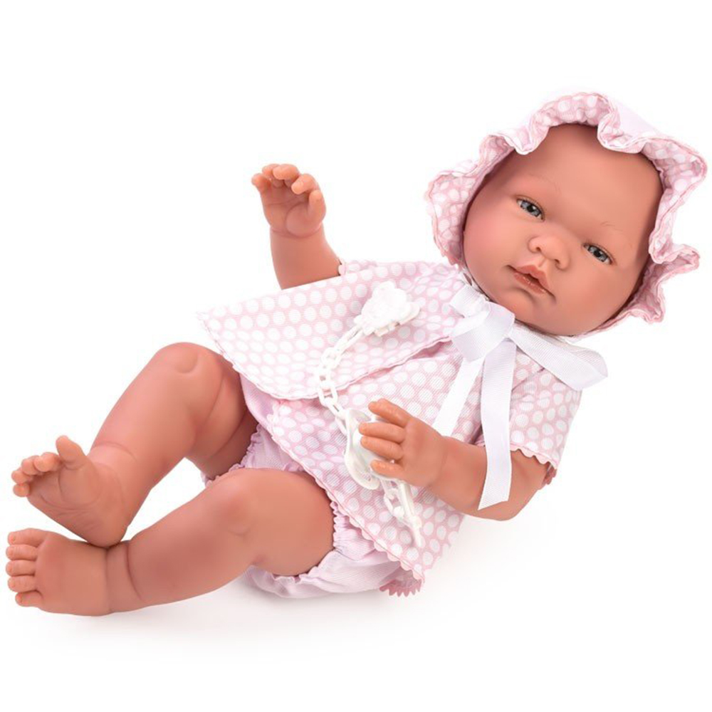 Кукла - Бебенце Мария с розов тоалет на точки-bellamiestore