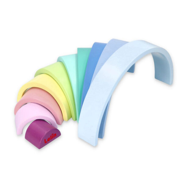 Lelin дървена дъга в пастелни цветове Монтесори-bellamiestore