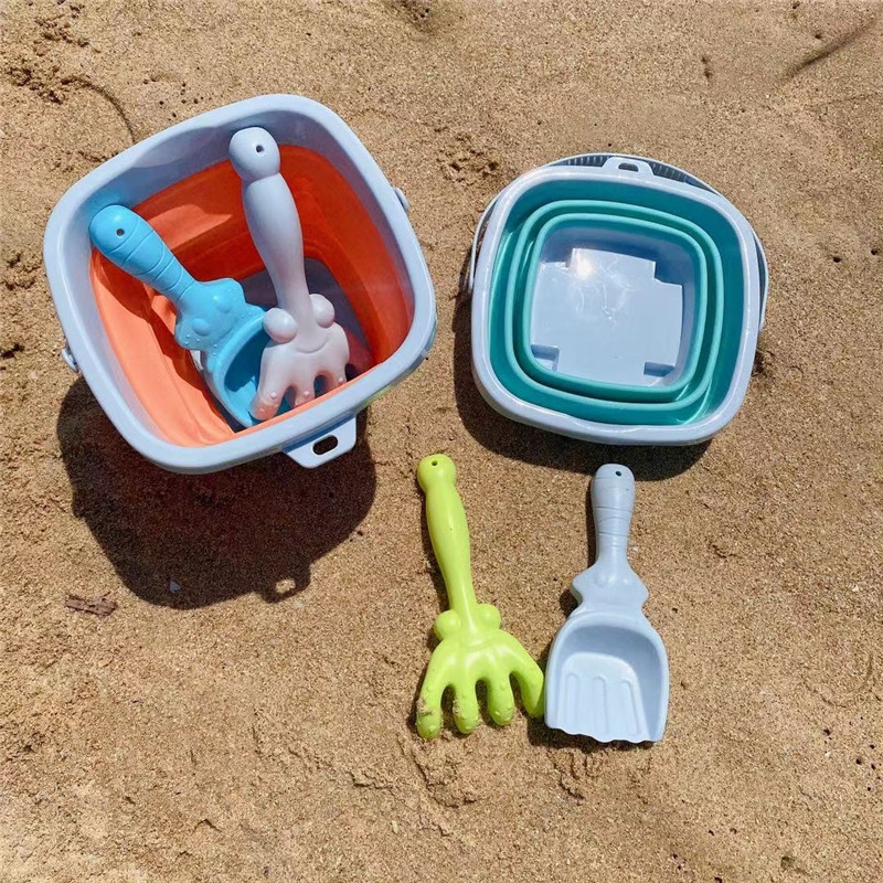 Комплект за плаж със сгъваема кофичка и лопатки-bellamiestore