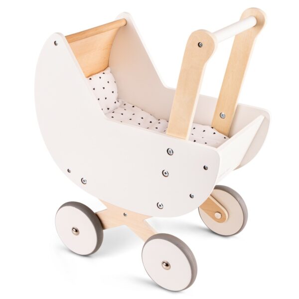 Детска дървена количка за кукли със завивки-bellamiestore