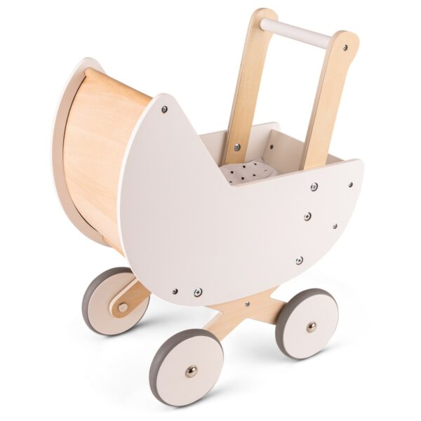 Детска дървена количка за кукли със завивки-bellamiestore