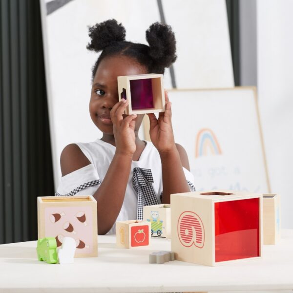 Viga дървени кубчета за подреждане с животни-bellamiestore