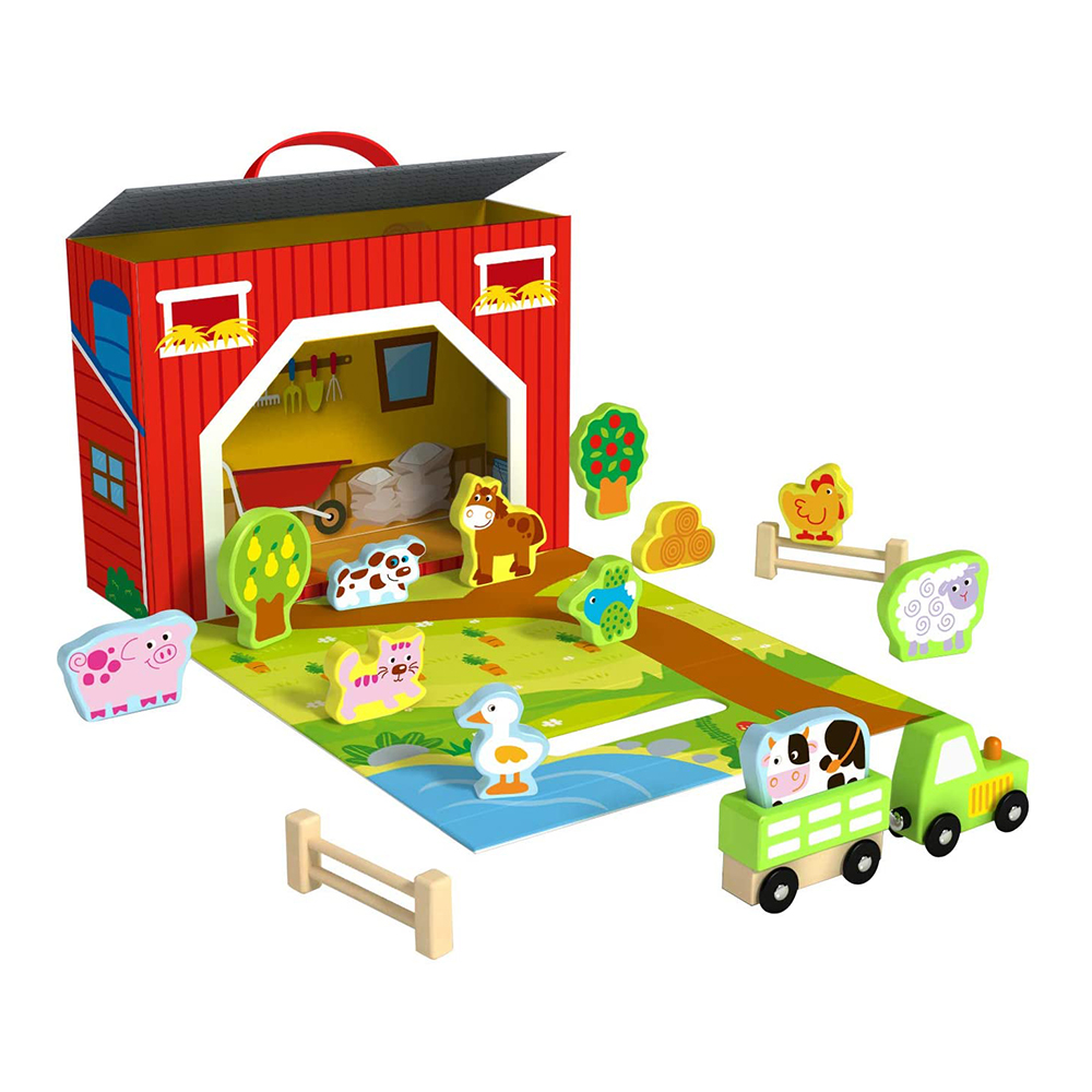 Детски комплект за игра - Фермата с дървени фигурки-bellamiestore
