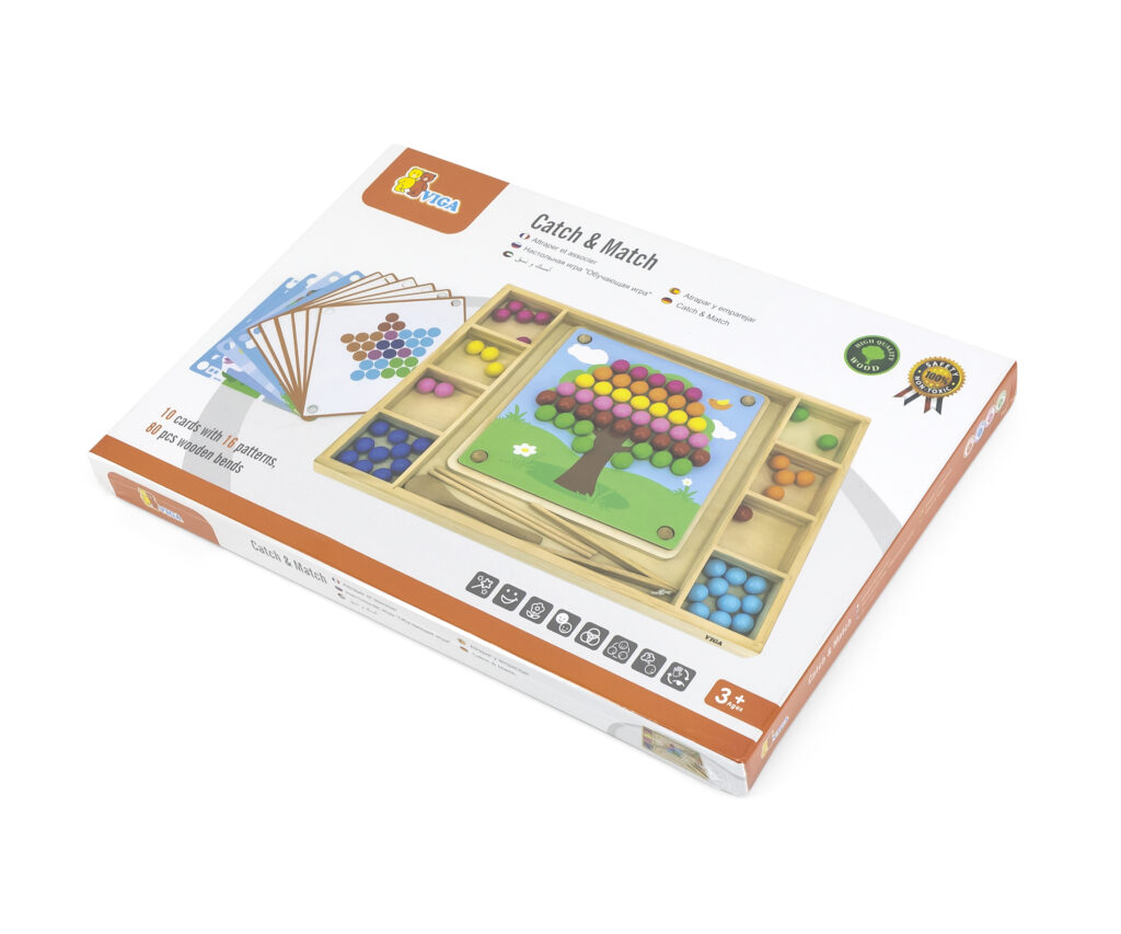 Дървена мозайка с топчета - Монтесори образователна игра-bellamiestore
