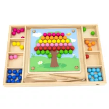Дървена мозайка с топчета Монтесори образователна игра VIGA подреден комплект
