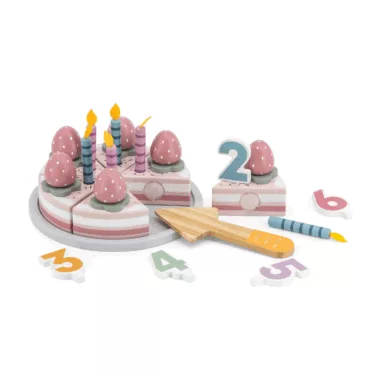 Дървена торта с плодове и свещички PolarB дървен комплект