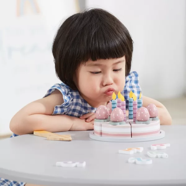 Дървена торта с плодове и свещички PolarB детайли