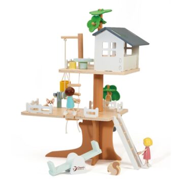 Детска дървена къщичка на дърво с аксесоари-bellamiestore
