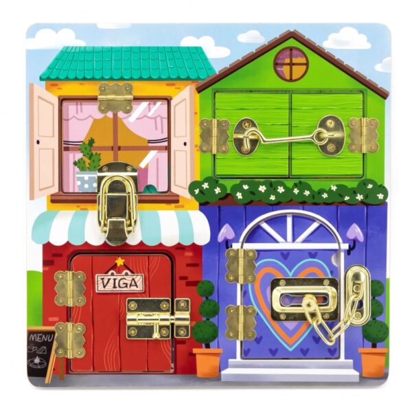 Цветна дървена дъска с ключалки от Viga toys-bellamiestore