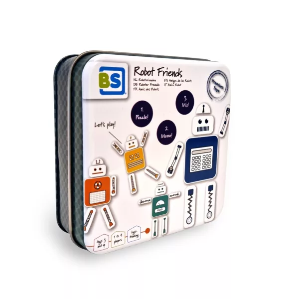 Детска игра Приятели роботи – BS Toys с метална кутия и цветни елементи за деца 5+