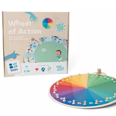 Колелото на действията BS Toys дървено цветно колело за имитация