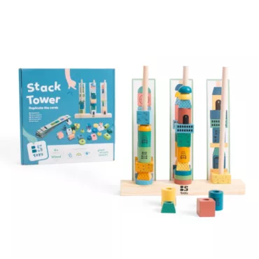 Дървена игра за нанизване с цветове и форми BS Toys комплект