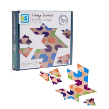 Дървено триъгълно домино с цветни дървени плочки 4+