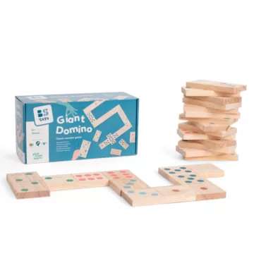 Голямо дървено домино за деца от BS Toys в синя кутия 4+